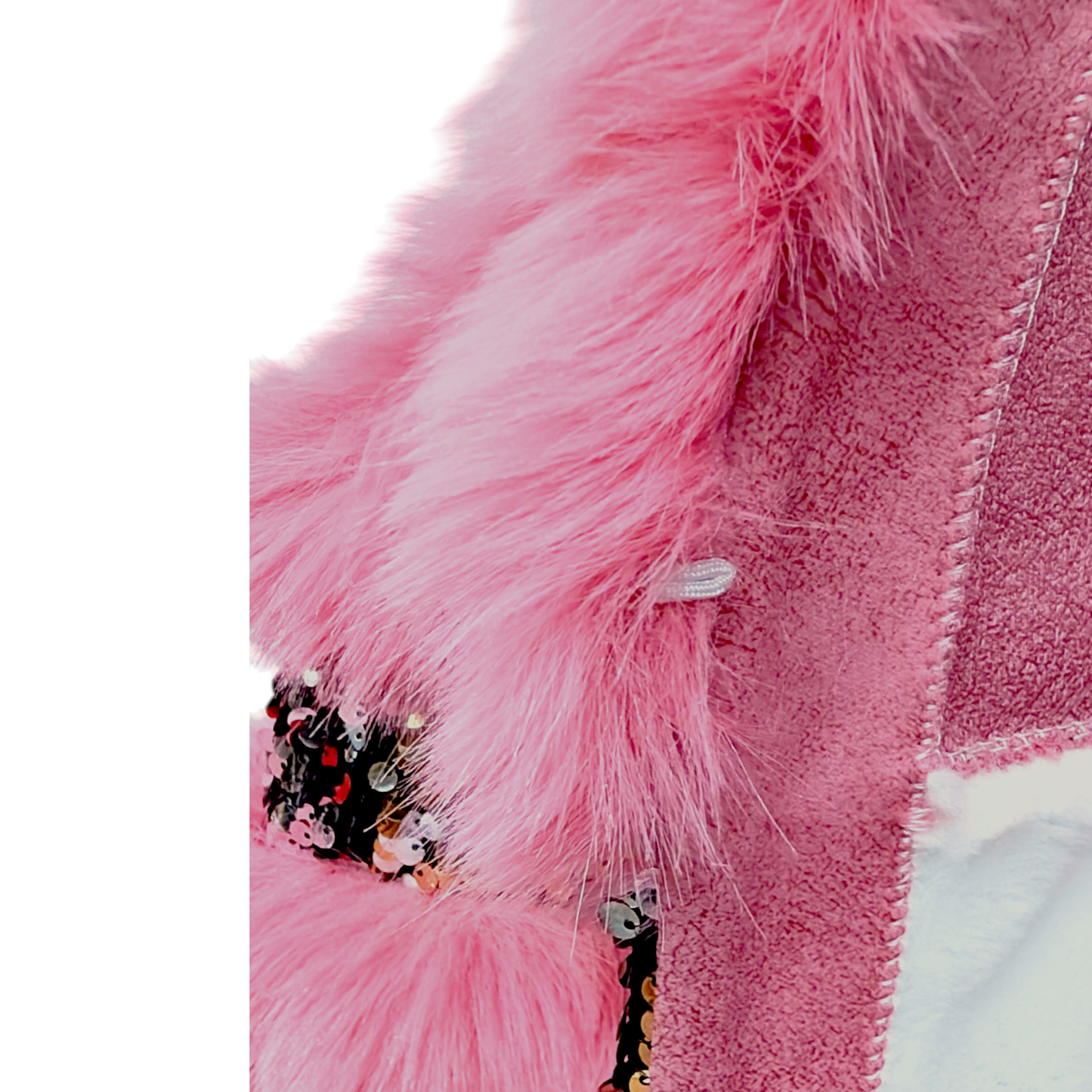 スパンコールボーダーファーライクベスト