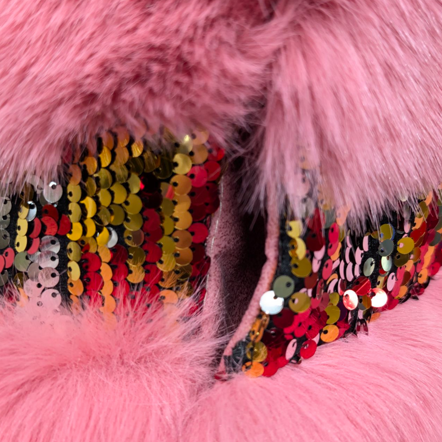 スパンコールボーダーファーライクベスト