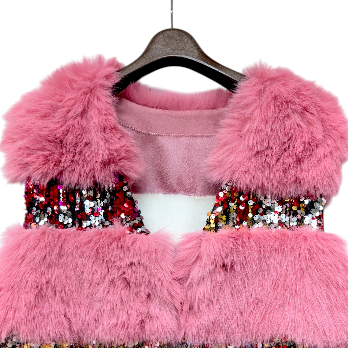 スパンコールボーダーファーライクベスト